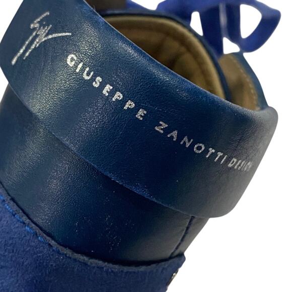 Giuseppe Zanotti Soma50 Studded High Top Wedge Women's Blue High-Top Sneakers - Picture 4 of 9